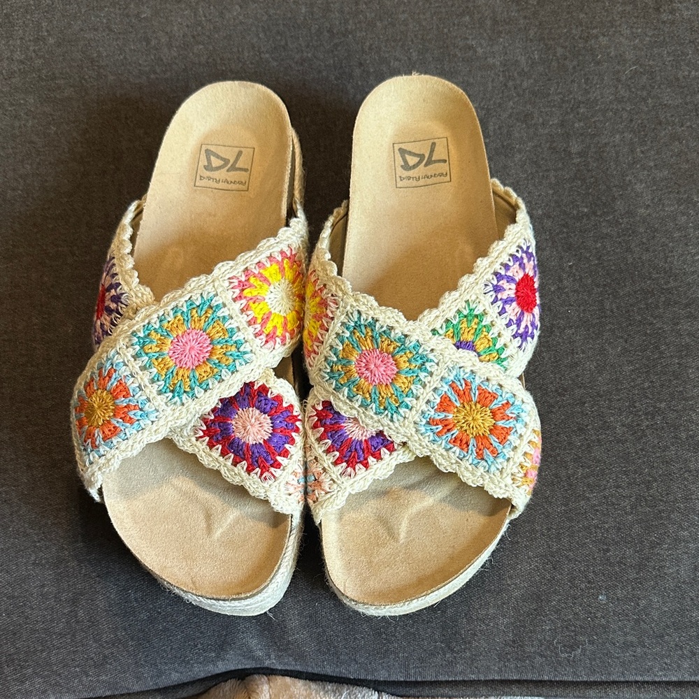 Dirty Laundry Colorful Crochet Platform Sandals